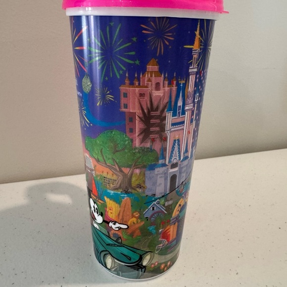 Disney Parks Disney World Resort Travel Mug Cup Hot Pink Lid - Picture 3 of 12